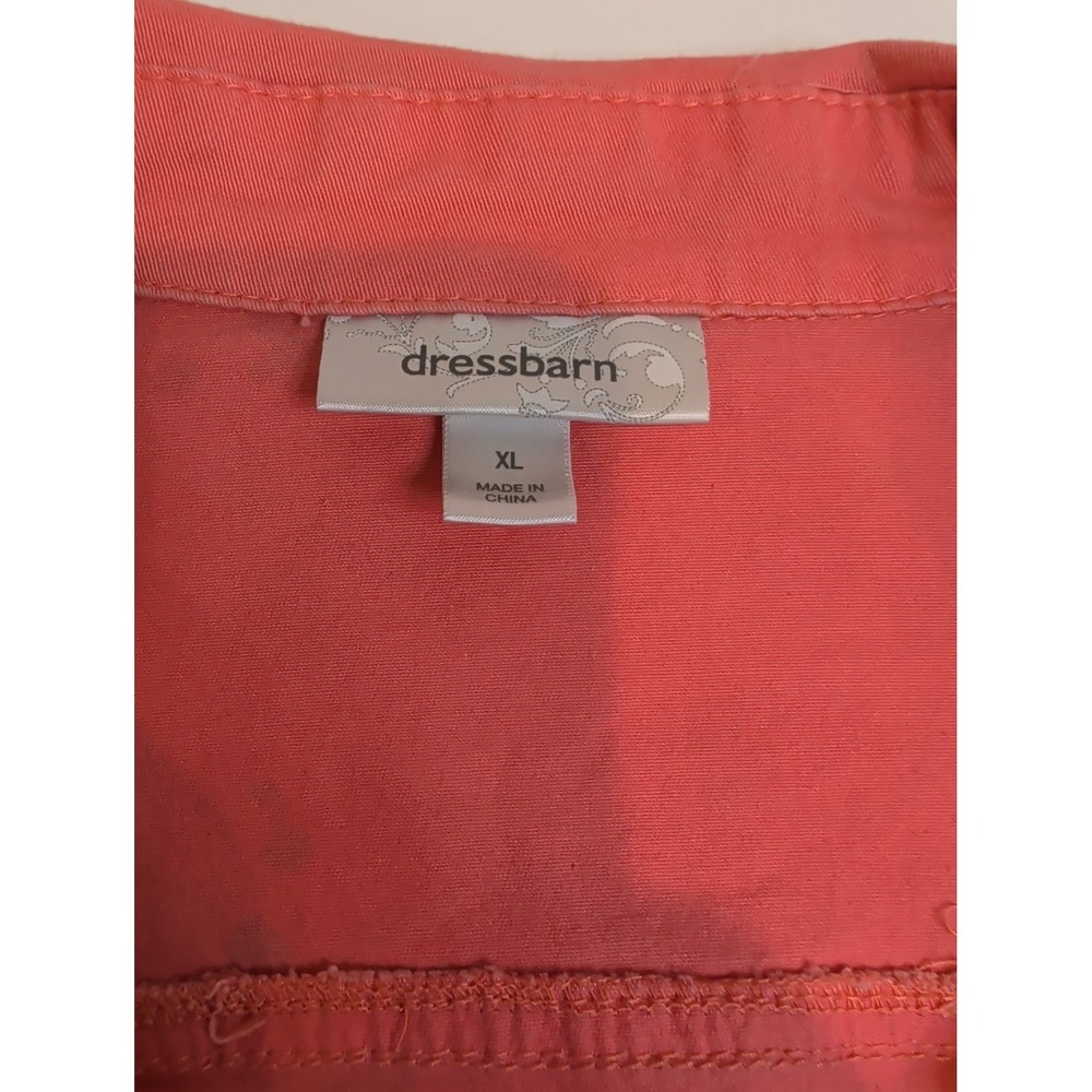 Dressbarn Coral Denim Jacket Womens XL Cropped 3/4 Sleeve Button Front - Picture 3 of 7